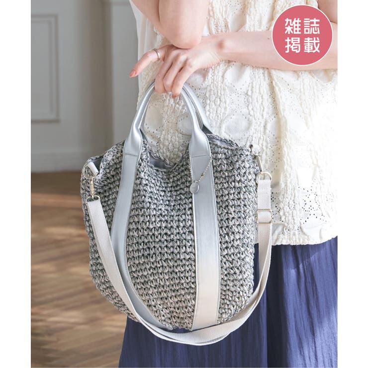 グレー | 【雑誌InRed6月号掲載】雑材カラー持ち手2WAYバッグ | ikka 