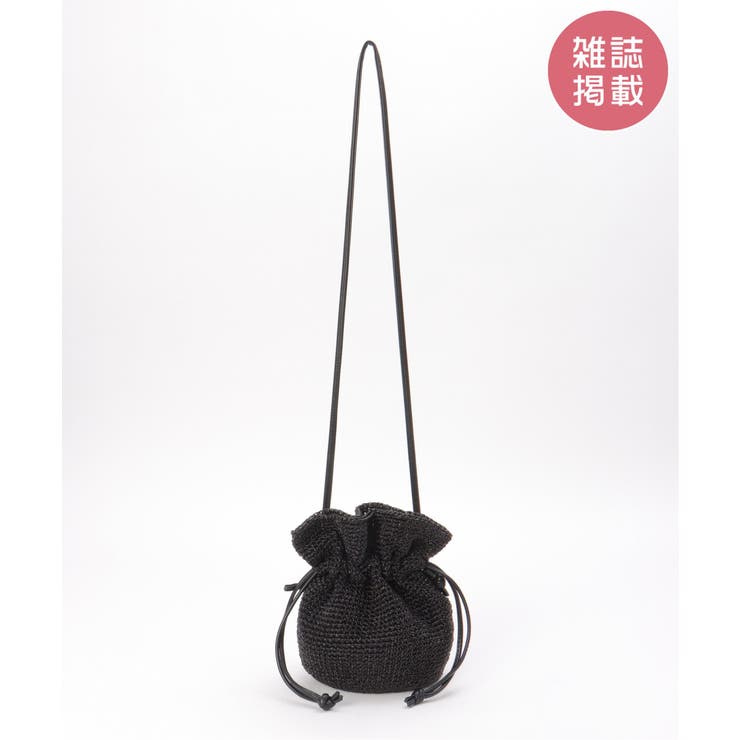 ブラック | 【雑誌InRed6月号掲載】細編み巾着ショルダーバッグ | ikka 