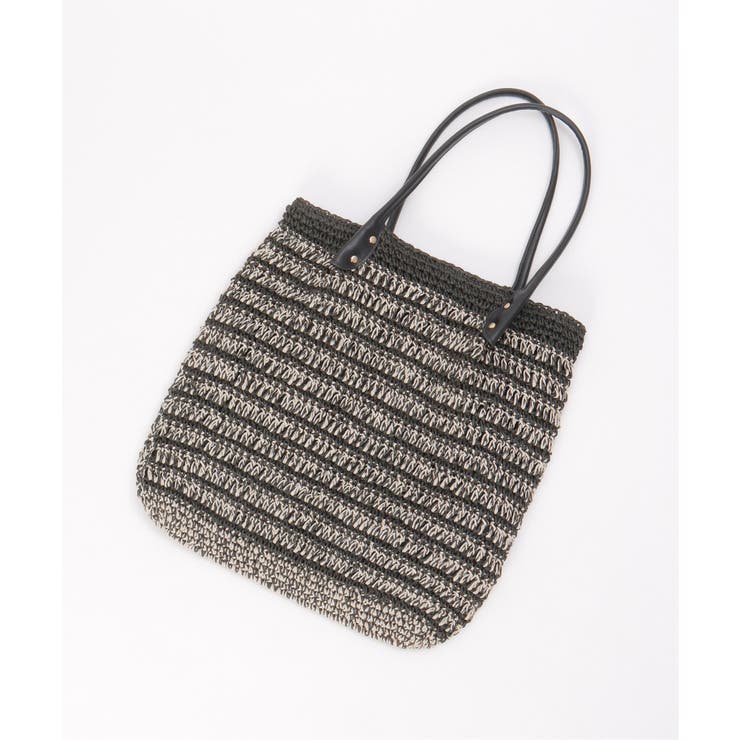 ブラック | 雑材縦長トートバッグ | ikka 