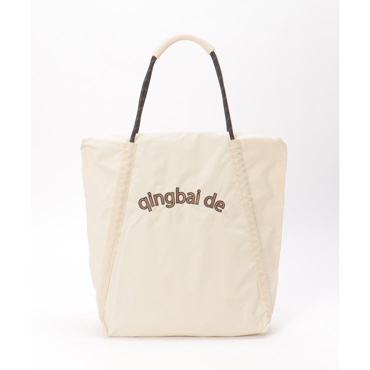 オフホワイト | 撥水ロゴ刺繍ロープトートバッグ | ikka 