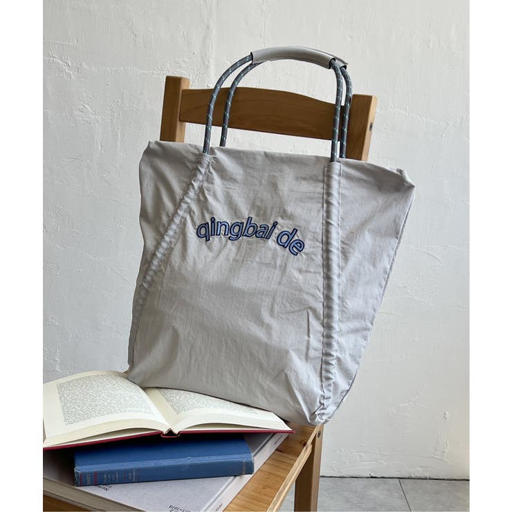 グレー | 撥水ロゴ刺繍ロープトートバッグ | ikka 