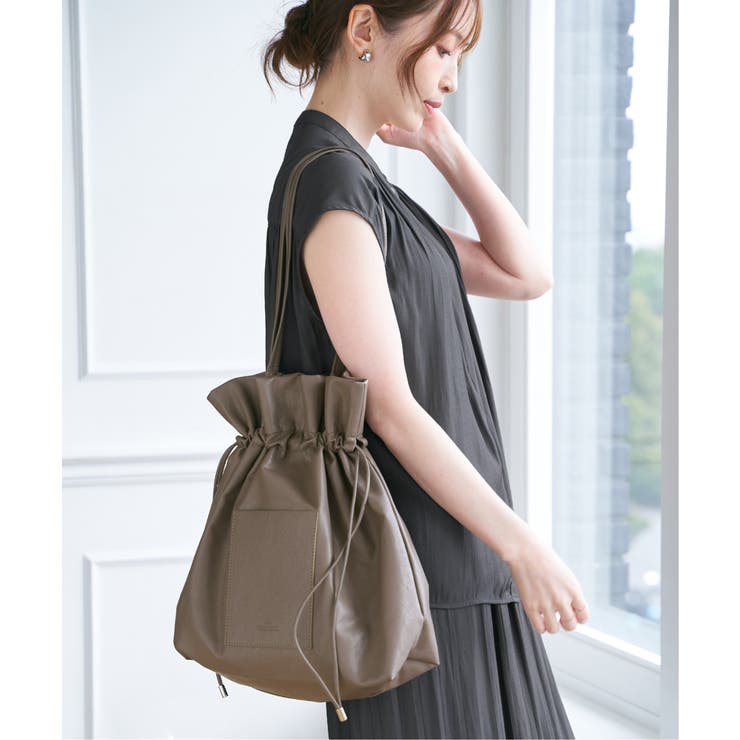 【軽量】撥水合皮巾着トートバッグ | ikka  | 詳細画像2 