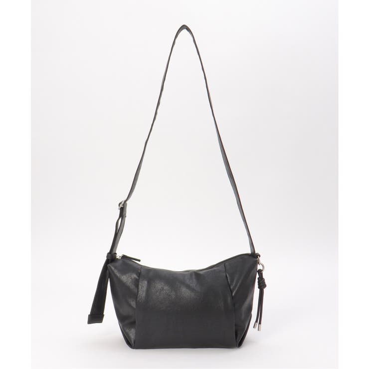 ブラック | 撥水合皮ハーフムーンミニショルダーバッグ | ikka 