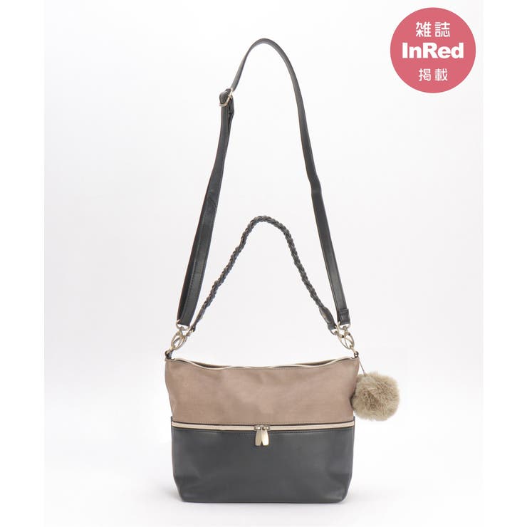 ブラック | 【雑誌InRed1月号掲載】バイカラー2WAYジップショルダーバッグ | ikka 