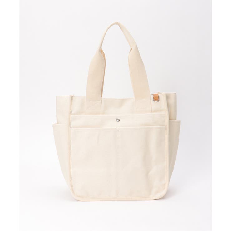オフホワイト | キャンバスパイピングビッグトートバッグ | ikka 