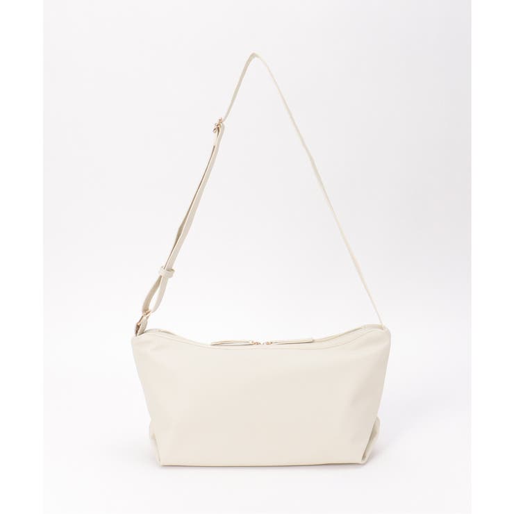 アイボリー | 合皮スクエア横型ショルダーバッグ | ikka 