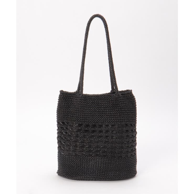 ブラック | 雑材ラメメッシュトートバッグ | ikka 