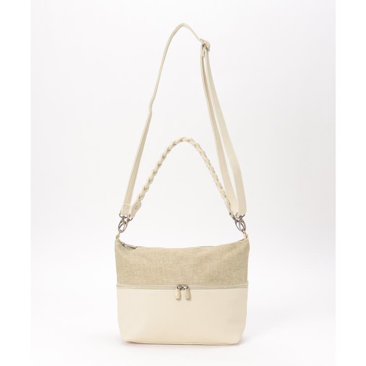 オフホワイト | 雑材シート2WAYジップショルダーバッグ | ikka 