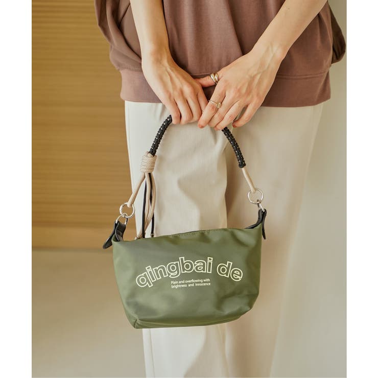 カーキ | 【撥水】ロゴ入り2WAYミニショルダーバッグ | ikka 