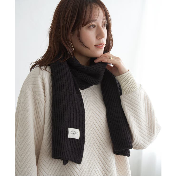 ブラック | リブニットマフラー | ikka 