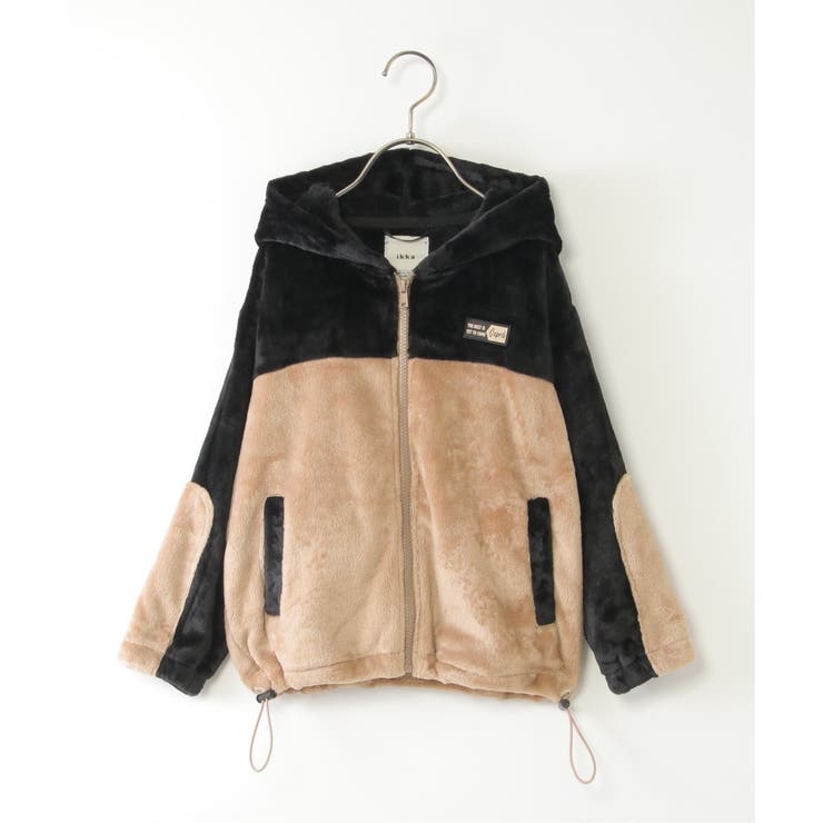 ファーフリース胸切り替えジップパーカー(110~160cm) | ikka  | 詳細画像1