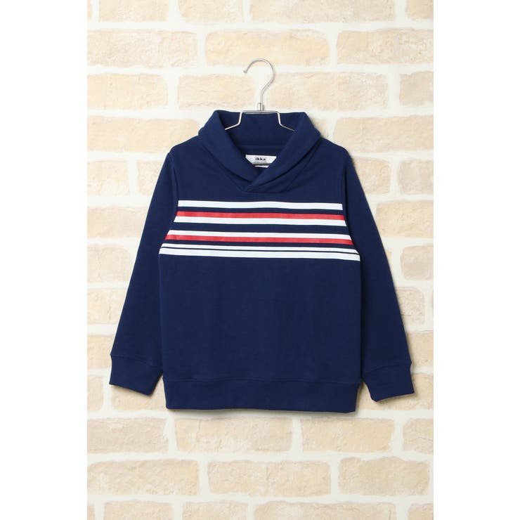 ネイビー | 【キッズ】ボーダーショールトレーナー（100~160cm） | ikka 