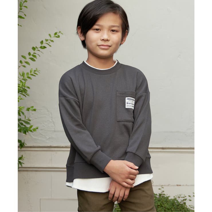 【キッズ】ポケ付き裾レイヤードトレーナー（100~160cm） | ikka  | 詳細画像14 