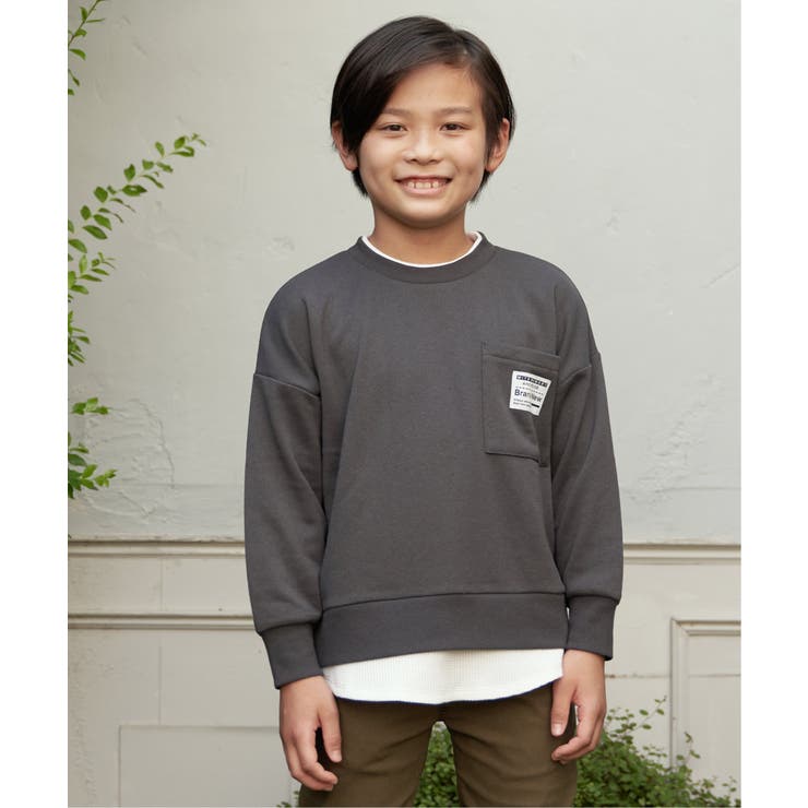 【キッズ】ポケ付き裾レイヤードトレーナー（100~160cm） | ikka  | 詳細画像15 