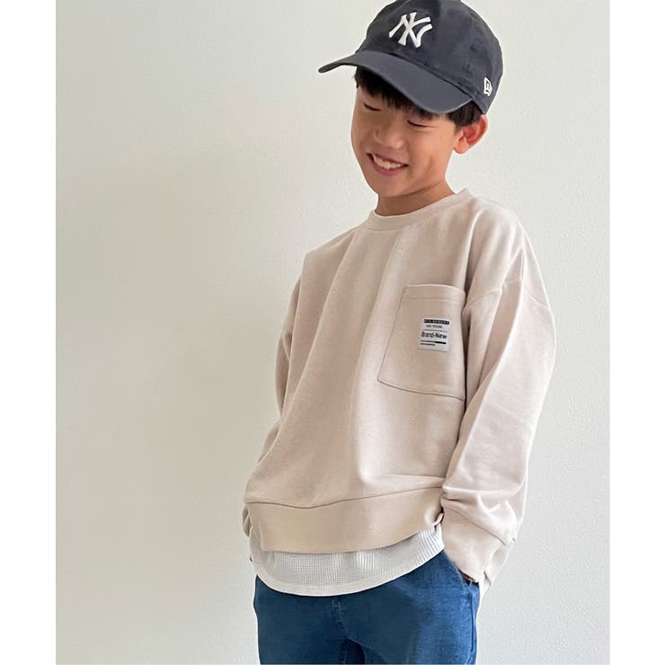 【キッズ】ポケ付き裾レイヤードトレーナー（100~160cm） | ikka  | 詳細画像1 