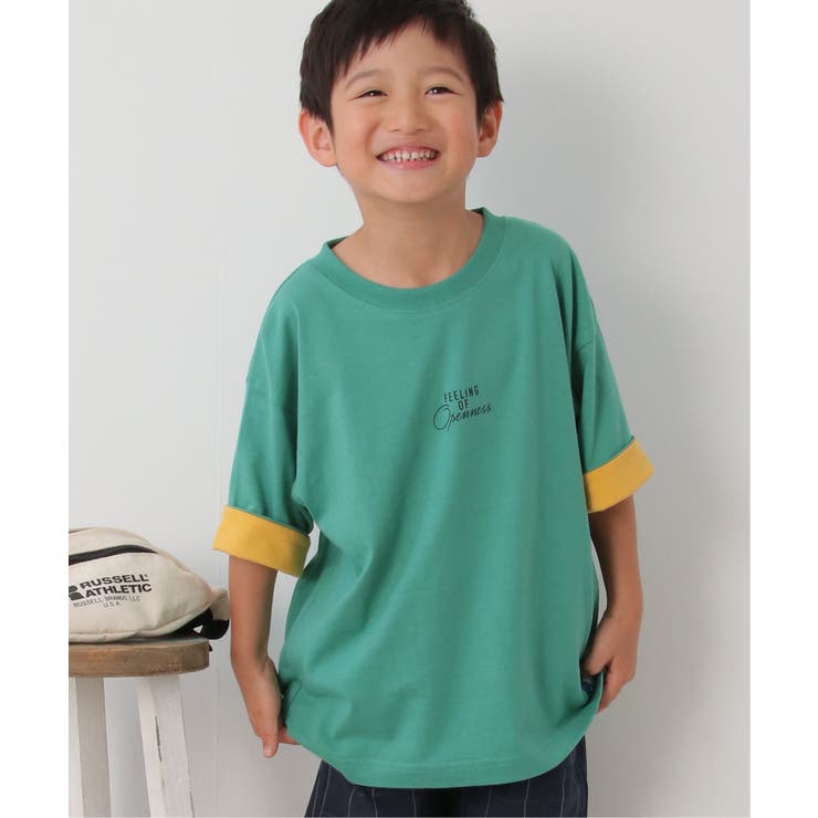 USAコットン 袖裏配色Tシャツ（120~160cm）[品番：IKAW0018294]｜ikka