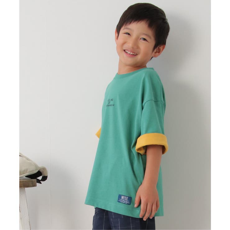 USAコットン 袖裏配色Tシャツ（120~160cm）[品番：IKAW0018294]｜ikka