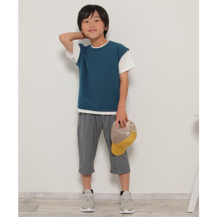 【接触冷感 吸水速乾】フェイクベストレイヤーTシャツ（120~160cm）【親子… | ikka  | 詳細画像2 