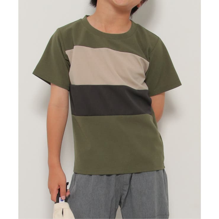 【接触冷感／吸水速乾】横切り替えTシャツ（120~160cm）【親子コーデ】 | ikka  | 詳細画像8 