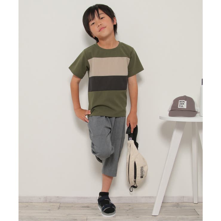 【接触冷感／吸水速乾】横切り替えTシャツ（120~160cm）【親子コーデ】 | ikka  | 詳細画像6 