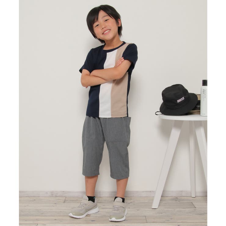 【接触冷感／吸水速乾】縦切り替えTシャツ（120~160cm）【親子コーデ】 | ikka  | 詳細画像2 