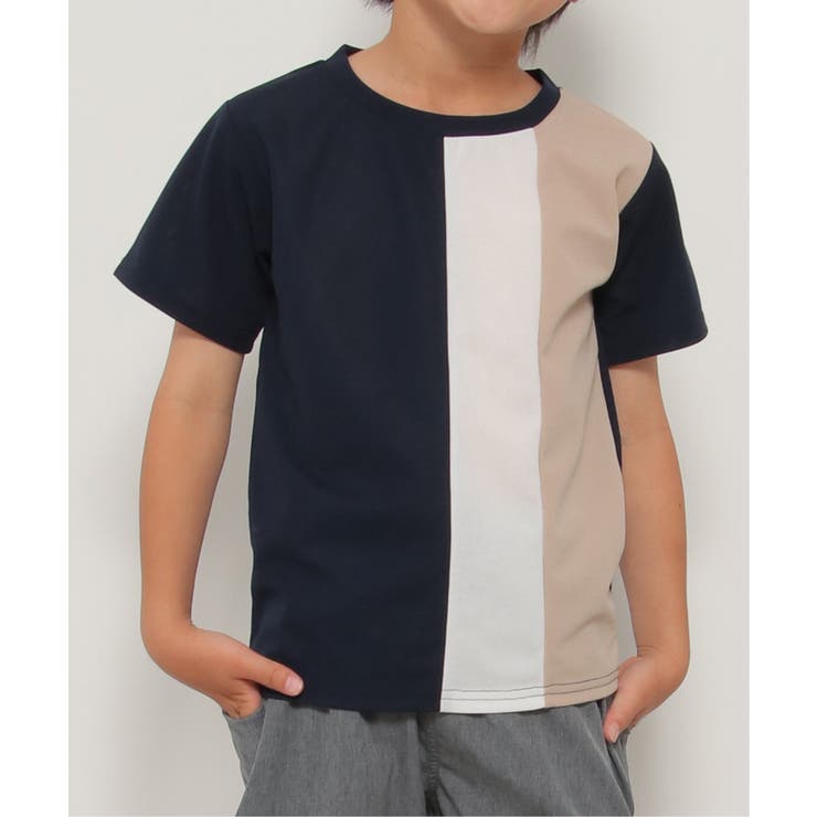 【接触冷感／吸水速乾】縦切り替えTシャツ（120~160cm）【親子コーデ】 | ikka  | 詳細画像3 