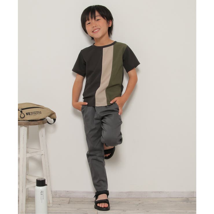 【接触冷感／吸水速乾】縦切り替えTシャツ（120~160cm）【親子コーデ】 | ikka  | 詳細画像5 