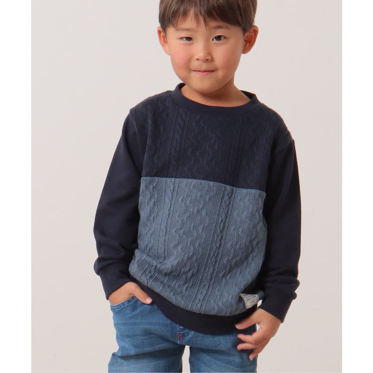 ケーブルニットソーブロックストレーナー（120~160cm）[品番  