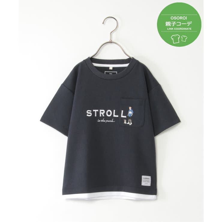 ネイビー | 【親子コーデ】裾レイヤー刺繍Tシャツ（120~160cm） | ikka 