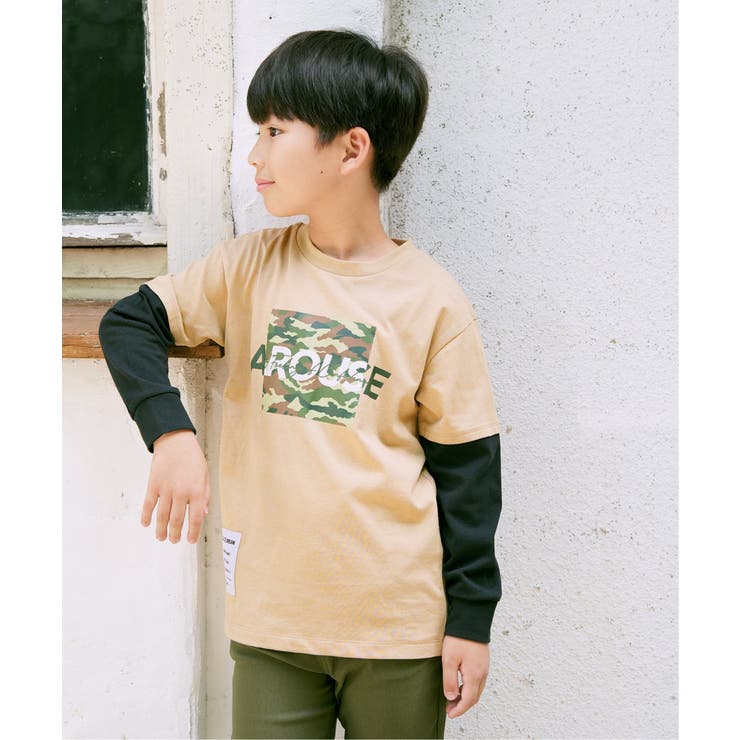 カモ柄袖レイヤーロンTシャツ（120~160cm） | ikka  | 詳細画像2 