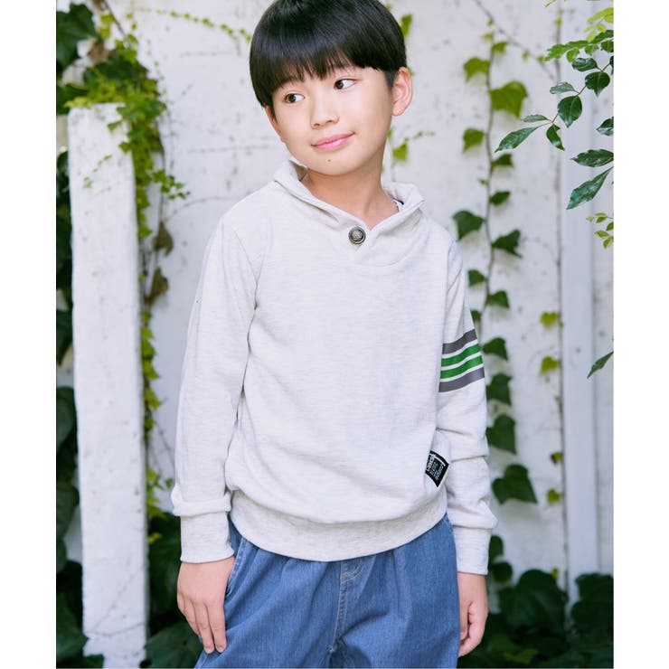 アイボリー | コンチョボタンショール襟トレーナー（120~160cm） | ikka 