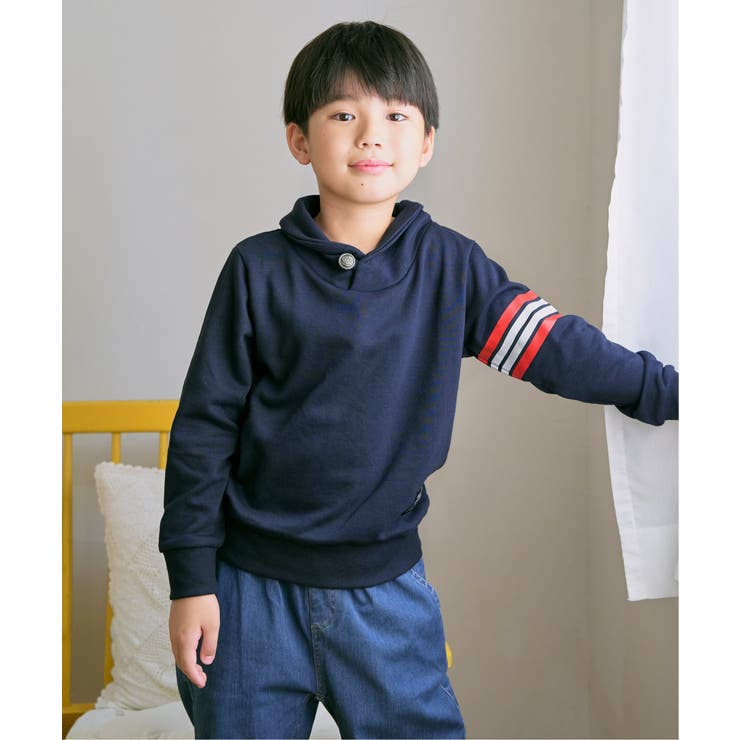 コンチョボタンショール襟トレーナー（120~160cm） | ikka  | 詳細画像2 