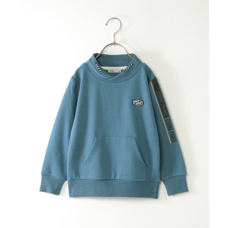 ブルー | ミニハイネック袖ロゴトレーナー（120~160cm） | ikka 