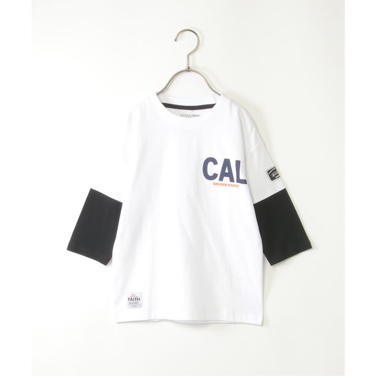 オフホワイト | 7分袖フェイクレイヤードT（120~160cm） | ikka 