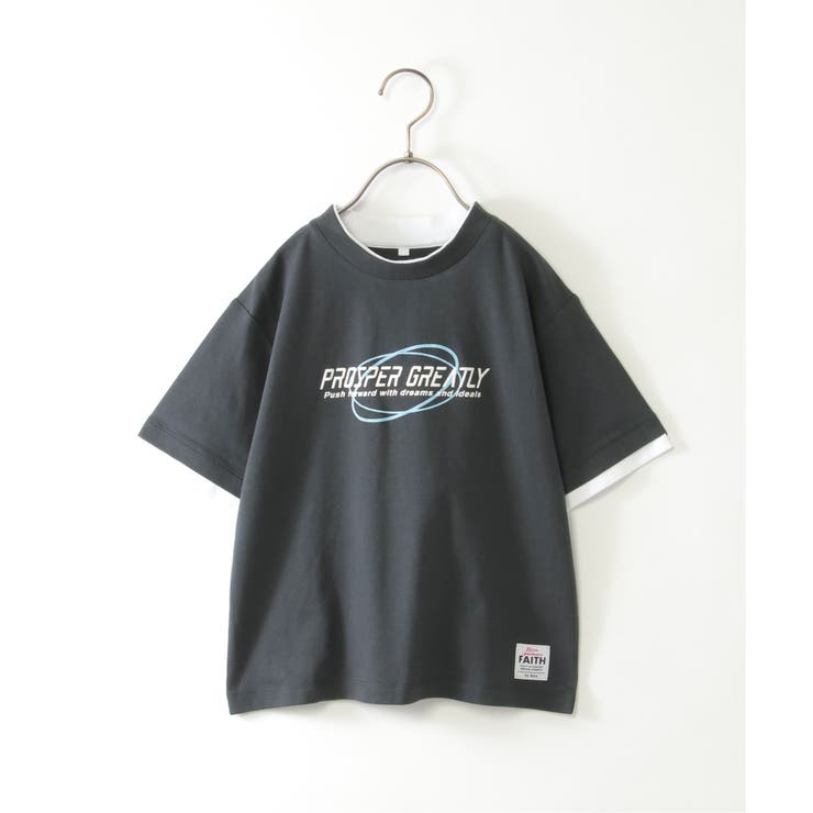 ダブルネック袖レイヤードロゴTシャツ（120~160cm）  | ikka  | 詳細画像1 