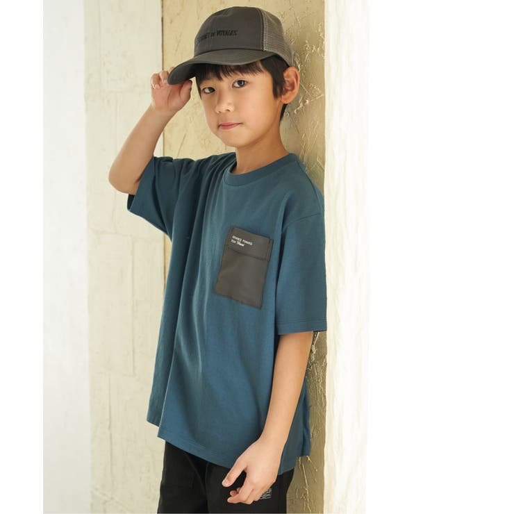 【親子コーデ】異素材ポケロゴプリントT（120~160cm） | ikka  | 詳細画像3 