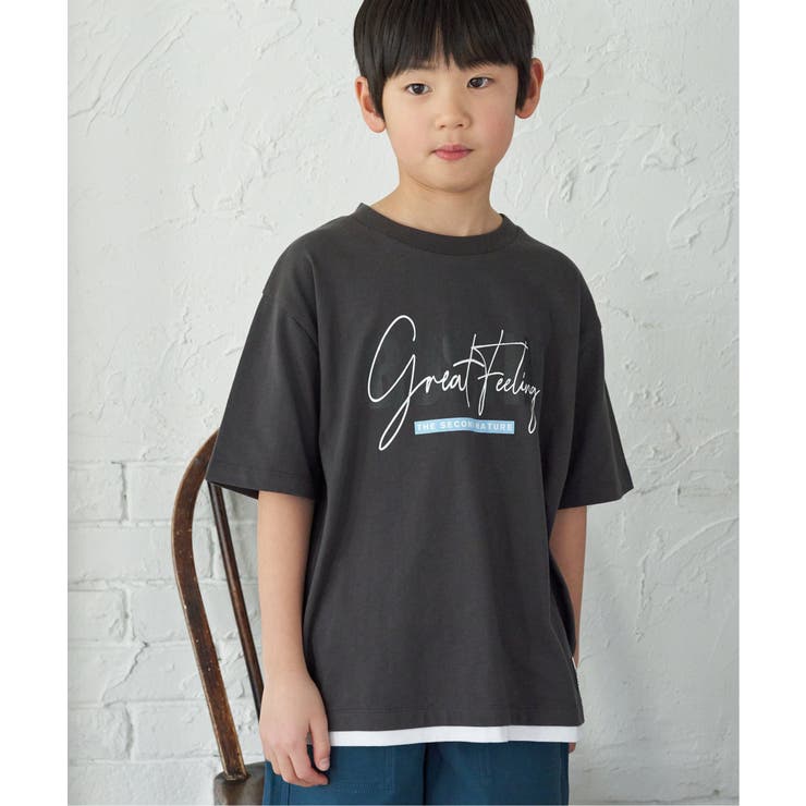 ダークグレー | 裾レイヤープリントアソートTシャツ（120~160cm） | ikka 