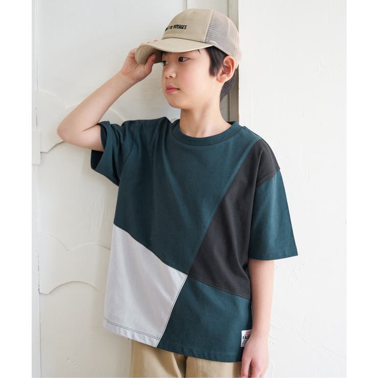 【親子コーデ】斜め切り替えブロックスT（120~160cm） | ikka  | 詳細画像3 