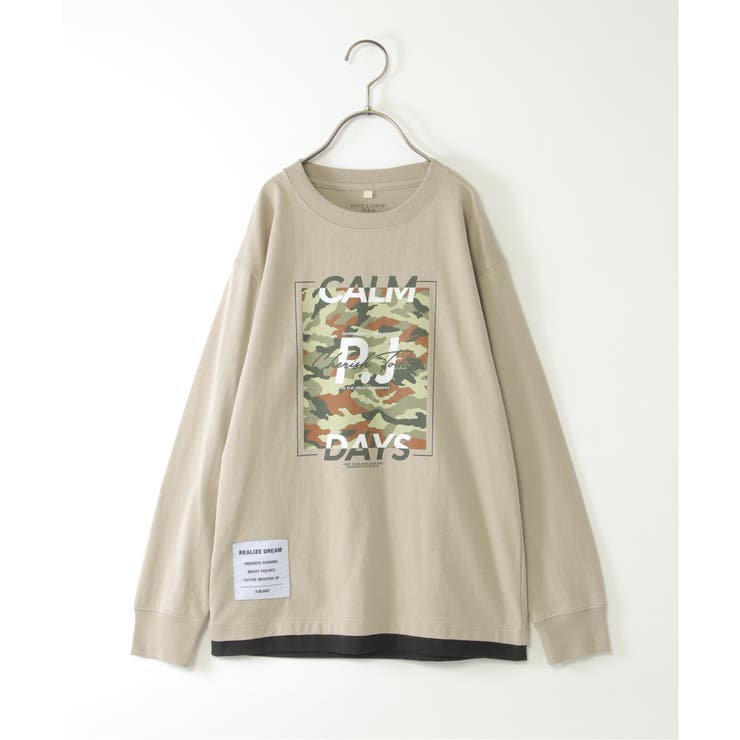 グレージュ | 裾レイヤードカモフラプリントロンT（120~160cm） | ikka 