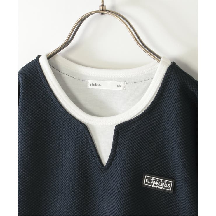 【親子コーデ】キーネックレイヤード7分袖Tシャツ（120~160cm）  | ikka  | 詳細画像6 