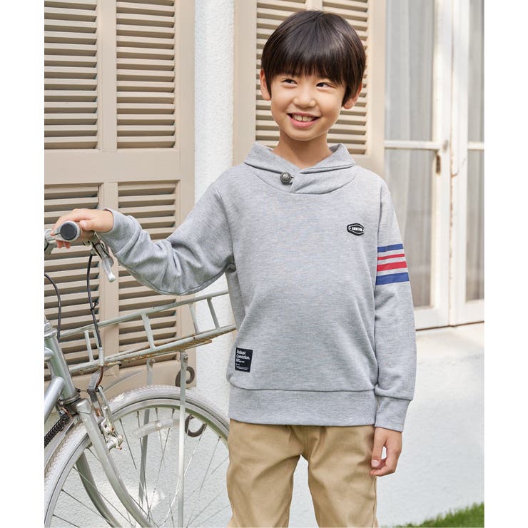 モクグレー | コンチョボタンショール襟トレーナー（120~160cm） | ikka 