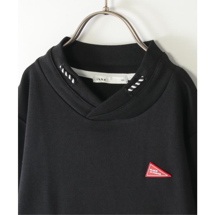 ロープ襟ポケ付き袖ロゴトレーナー（120~160cm） | ikka  | 詳細画像20 
