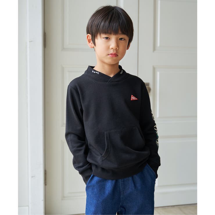 ロープ襟ポケ付き袖ロゴトレーナー（120~160cm） | ikka  | 詳細画像3 