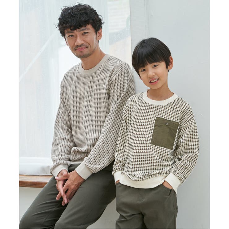 【親子コーデ】ビックワッフルポケ付きプルオーバー（120~160cm） | ikka  | 詳細画像10 