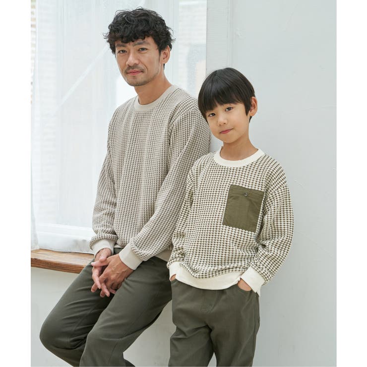 【親子コーデ】ビックワッフルポケ付きプルオーバー（120~160cm） | ikka  | 詳細画像11 