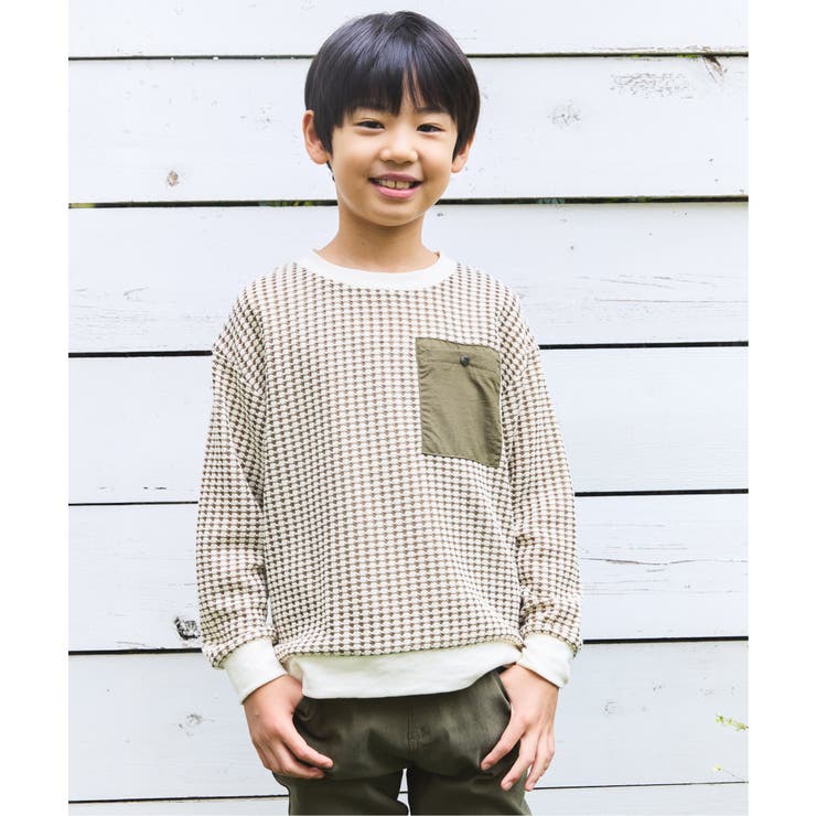 【親子コーデ】ビックワッフルポケ付きプルオーバー（120~160cm） | ikka  | 詳細画像5 