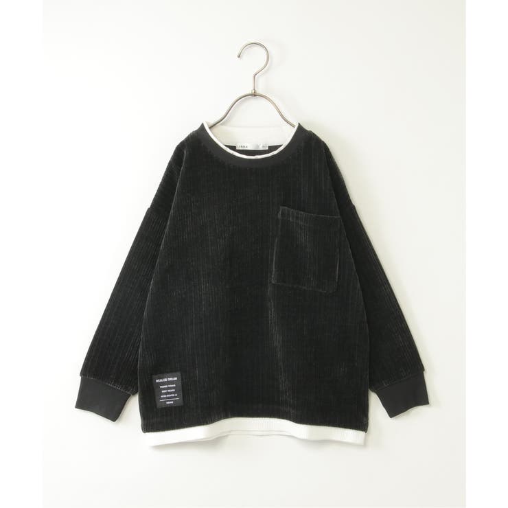 ブラック | カットコールポケ付きレイヤープルオーバー（120~160cm） | ikka 