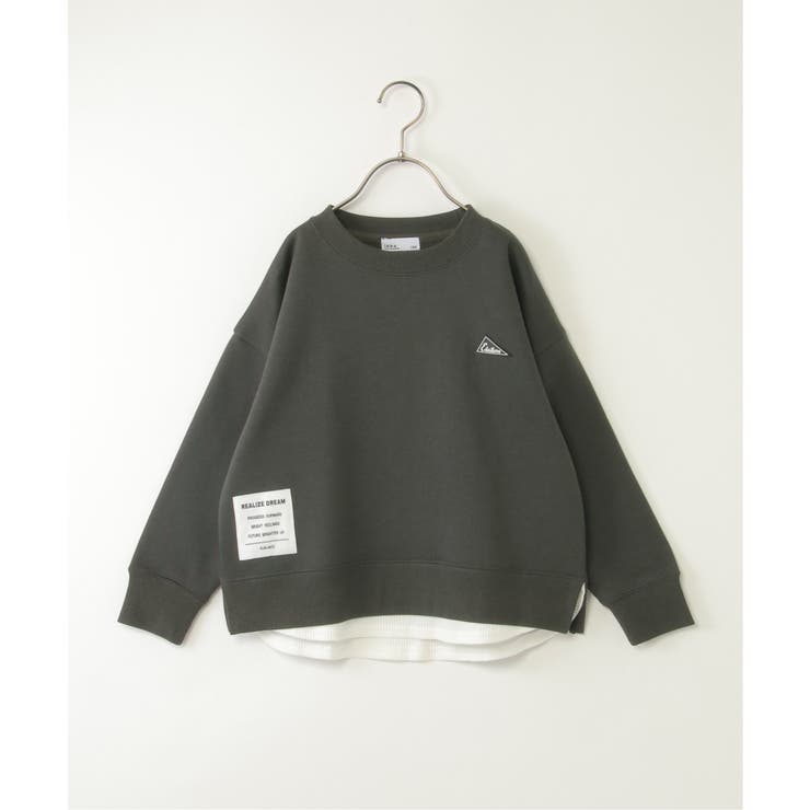 ダークグレー | 裏起毛レイヤードワッペントレーナー（120~160cm） | ikka 