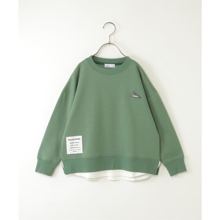 ライトグリーン | 裏起毛レイヤードワッペントレーナー（120~160cm） | ikka 