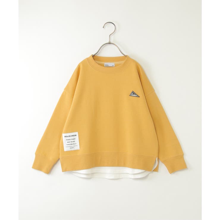 裏起毛レイヤードワッペントレーナー（120~160cm） | ikka  | 詳細画像1 